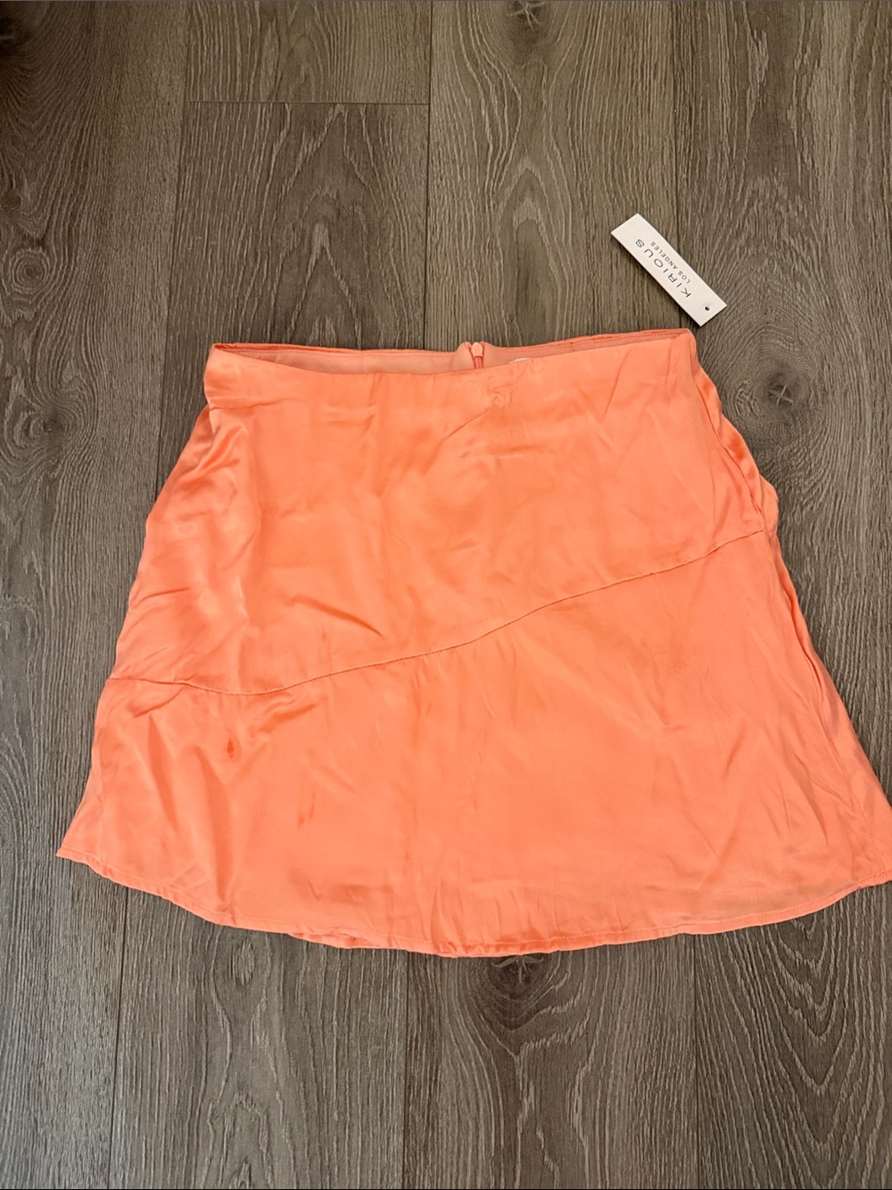 Light Coral Mini Skirt with Diagonal Seam